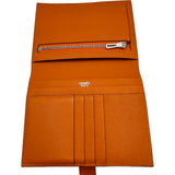 エルメス HERMES ベアンコンパクト I刻印 オレンジポピー シルバー金具 エプソン レディース 二つ折り財布