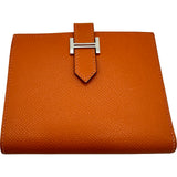 エルメス HERMES ベアンコンパクト I刻印 オレンジポピー シルバー金具 エプソン レディース 二つ折り財布