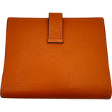 エルメス HERMES ベアンコンパクト I刻印 オレンジポピー シルバー金具 エプソン レディース 二つ折り財布