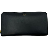 セリーヌ CELINE ロゴラウンドファスナー長財布 ブラック ゴールド金具 レザー レディース 長財布