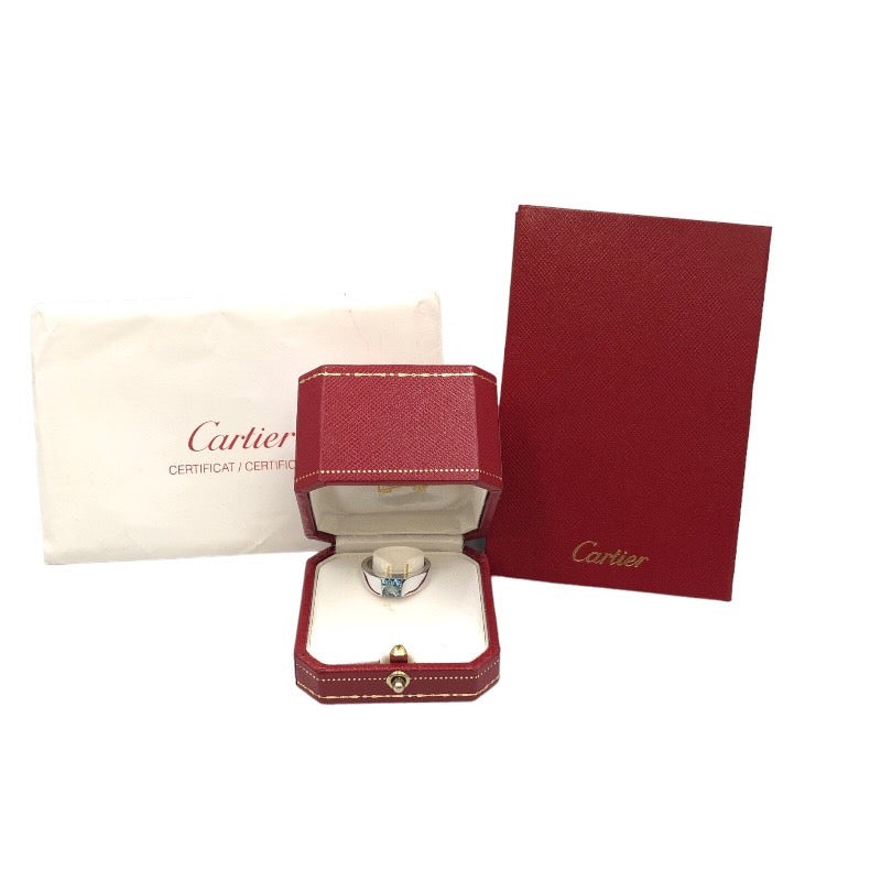 カルティエ Cartier タンクリング アクアマリン 750WG #56 K18ホワイトゴールド ジュエリー