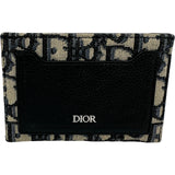 クリスチャン・ディオール Christian Dior オブリークカードホルダー ネイビー オブリークジャガード/レザー レディース カードケース
