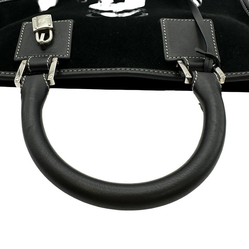 ロエベ LOEWE アマソナ28 ブラック シルバー金具 スエード レディース