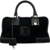 ロエベ LOEWE アマソナ28 ブラック シルバー金具 スエード レディース ハンドバッグ