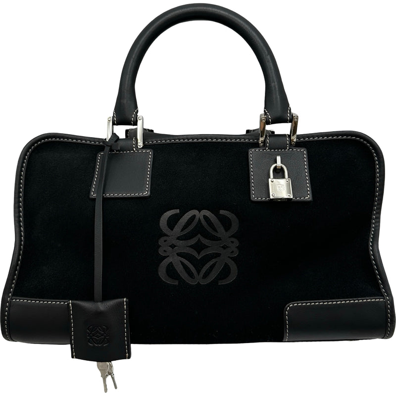 ロエベ LOEWE アマソナ28 ブラック シルバー金具 スエード レディース