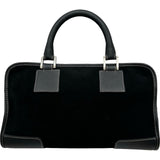 ロエベ LOEWE アマソナ28 ブラック シルバー金具 スエード レディース ハンドバッグ