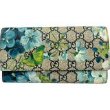 グッチ GUCCI GGブルームス二つ折り長財布 546367 ベージュ/ブルー GGキャンバス・レザー レディース 長財布