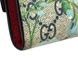 グッチ GUCCI GGブルームス二つ折り長財布 546367 ベージュ/ブルー GGキャンバス・レザー レディース 長財布