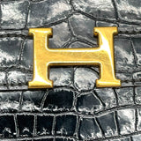 エルメス HERMES アニー 〇K刻 ブラック ゴールド金具 ポロサス レディース ショルダーバッグ