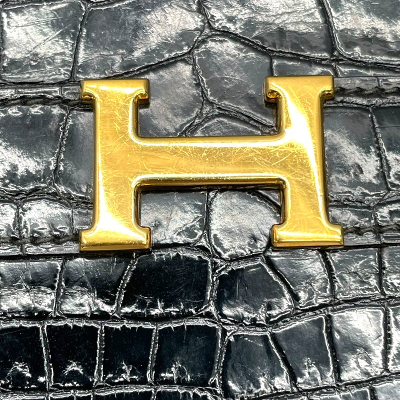 エルメス HERMES アニー 〇K刻 ブラック ゴールド金具 ポロサス レディース ショルダーバッグ