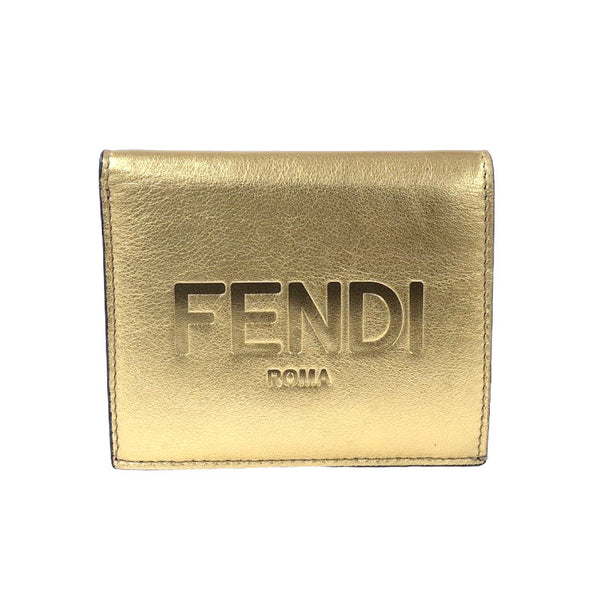 フェンディ FENDI ローマフェンディ ミディアムウォレット 8M0468 ゴールド レザー レディース 二つ折り財布