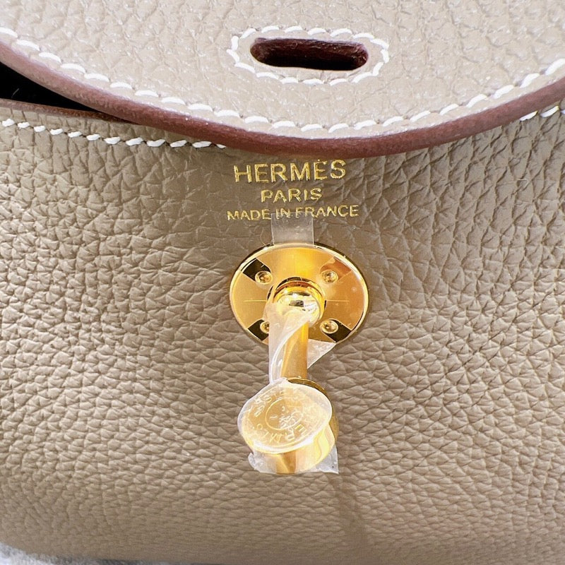 エルメス HERMES リンディミニ W刻印 エトゥープ・ ゴールド金具 トリヨンクレマンス レディース ショルダーバッグ