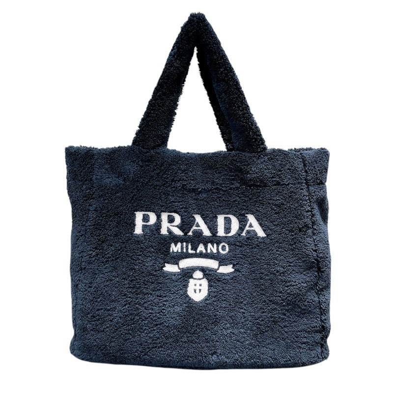 プラダ PRADA テリートートバッグ 1BG130 ブラック×ホワイト パイル ユニセックス トートバッグ