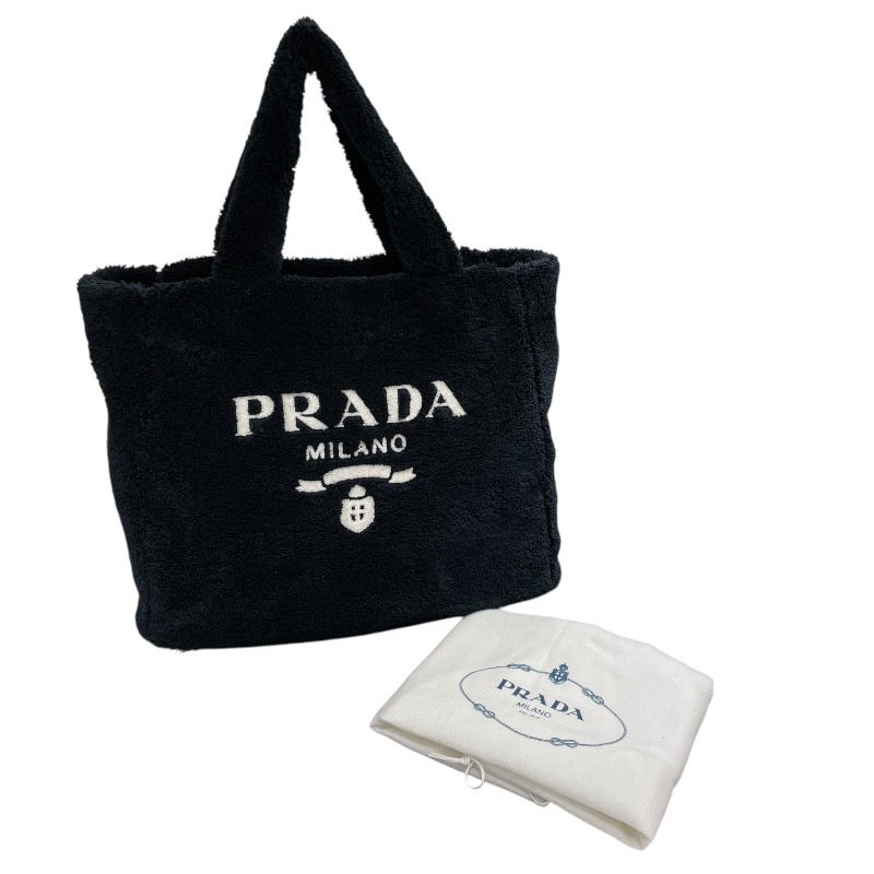 プラダ PRADA テリートートバッグ 1BG130 ブラック×ホワイト パイル ユニセックス トートバッグ