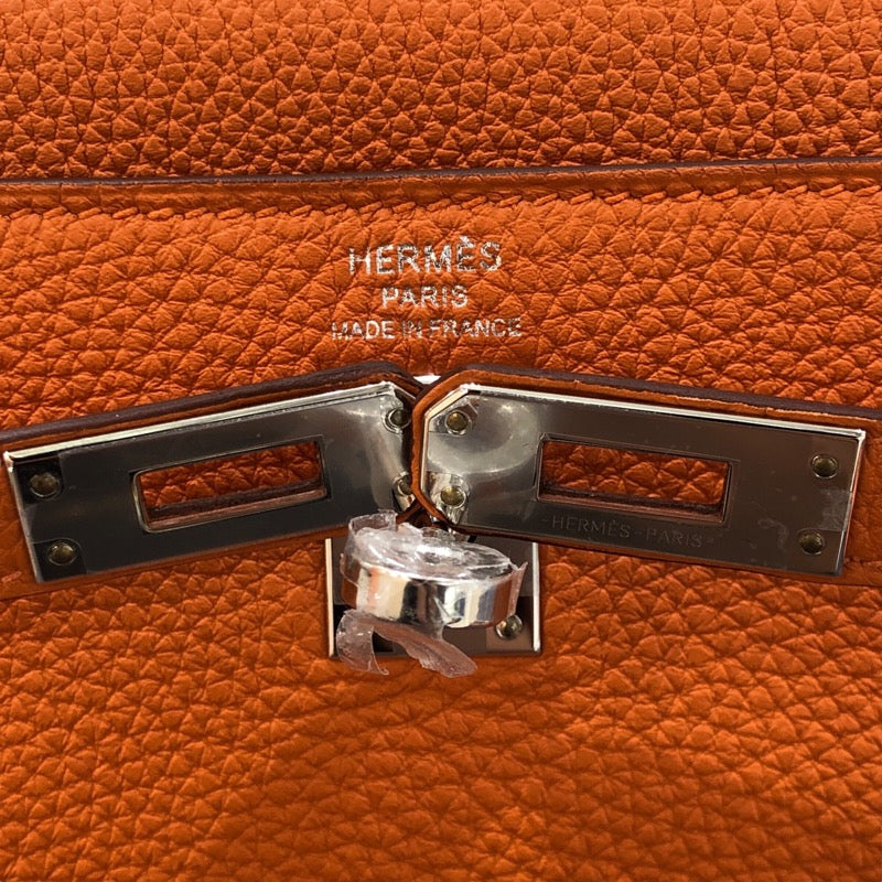 エルメス HERMES ケリー25　 W刻 オレンジ　SV金具 トゴ レディース ショルダーバッグ