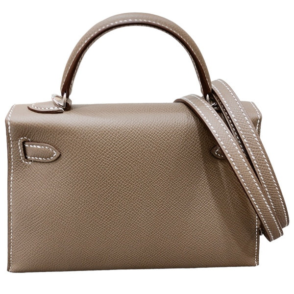 エルメス HERMES ミニケリー2　 W刻印 エトゥープ×シルバー金具  エプソン レディース ショルダーバッグ