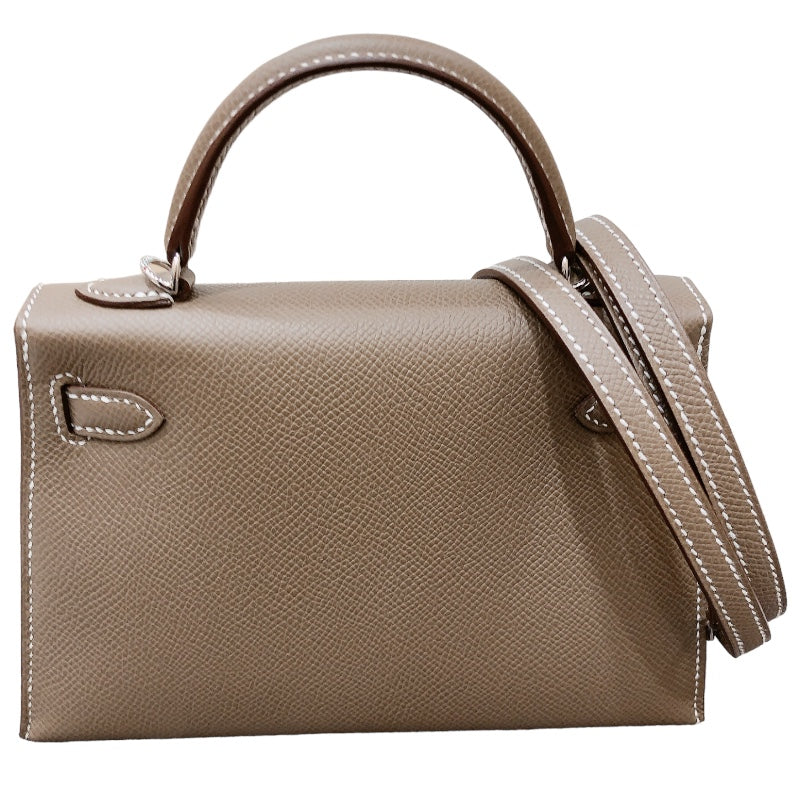 エルメス HERMES ミニケリー2　 W刻印 エトゥープ×シルバー金具  エプソン レディース ショルダーバッグ