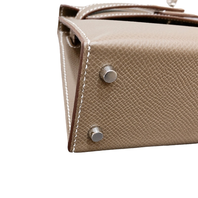 エルメス HERMES ミニケリー2　 W刻印 エトゥープ×シルバー金具  エプソン レディース ショルダーバッグ