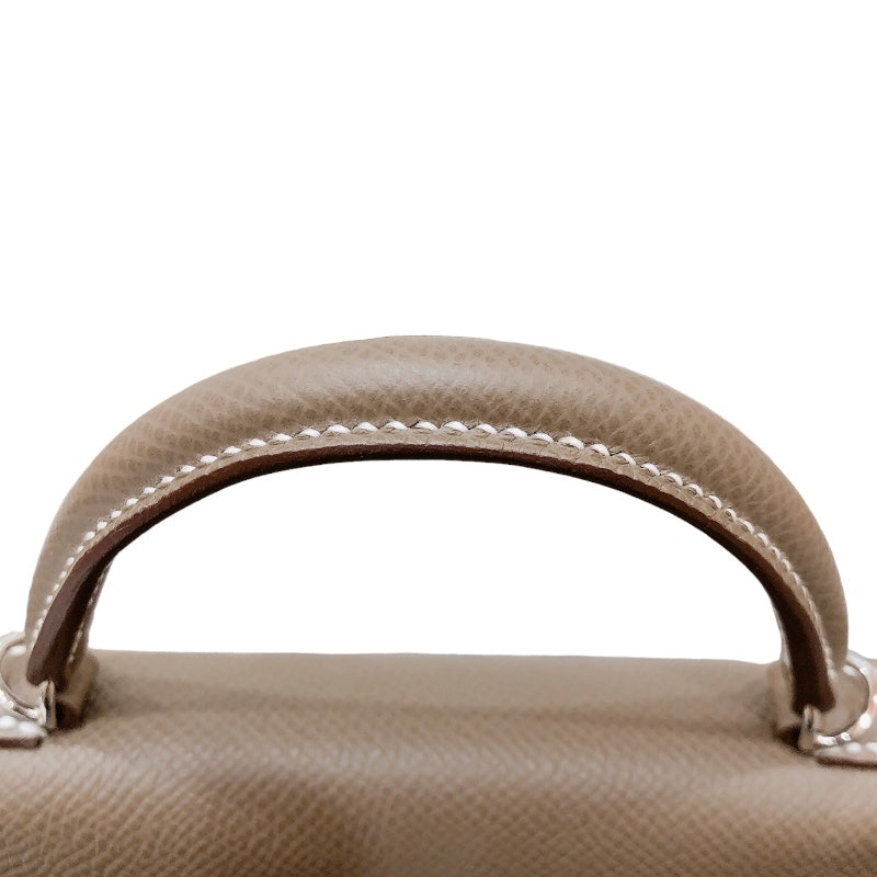エルメス HERMES ミニケリー2　 W刻印 エトゥープ×シルバー金具  エプソン レディース ショルダーバッグ