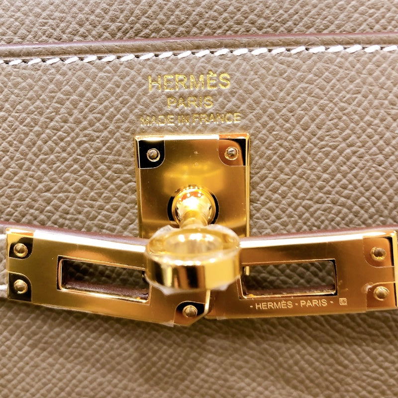 エルメス HERMES ケリー25 外縫い　 B刻印 エトゥープ・ゴールド金具 エプソン レディース ハンドバッグ