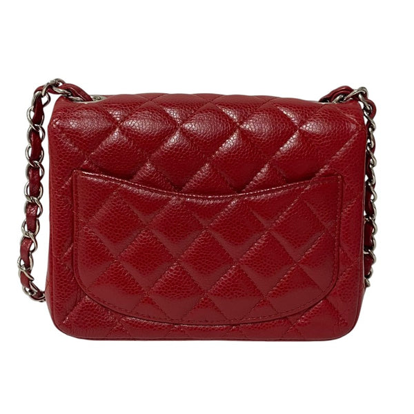 シャネル CHANEL ミニマトラッセ18 チェーンショルダーバッグ A35200 16番台 レッド シルバー金具 キャビアスキン レディース ショルダーバッグ