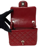 シャネル CHANEL ミニマトラッセ18 チェーンショルダーバッグ A35200 16番台 レッド シルバー金具 キャビアスキン レディース ショルダーバッグ
