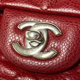 シャネル CHANEL ミニマトラッセ18 チェーンショルダーバッグ A35200 16番台 レッド シルバー金具 キャビアスキン レディース ショルダーバッグ