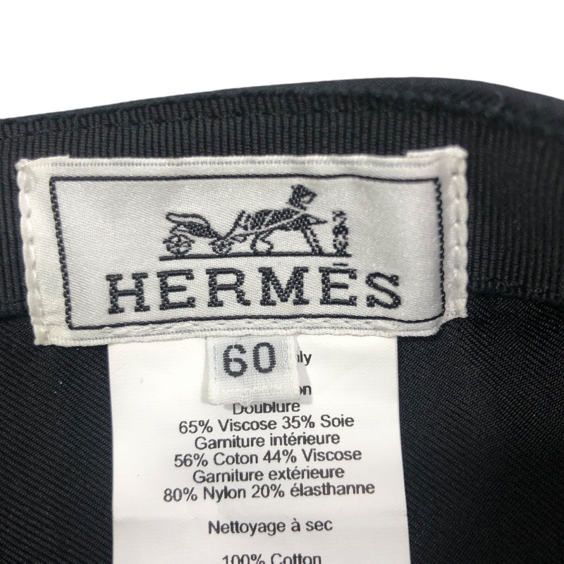 エルメス HERMES ネヴァダ　クォーターバッシュ ホースプリントキャップ ブラック コットン メンズ その他ファッション雑貨