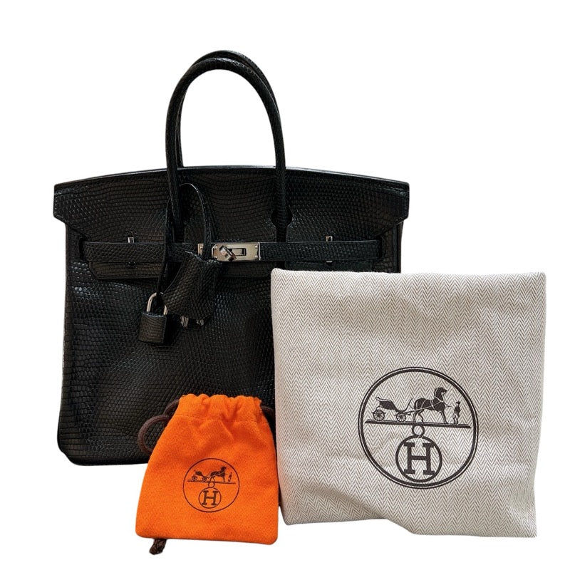 エルメス HERMES バーキン25 ▢K刻印 ブラック・ルテニウム金具 リザードマット レディース ハンドバッグ