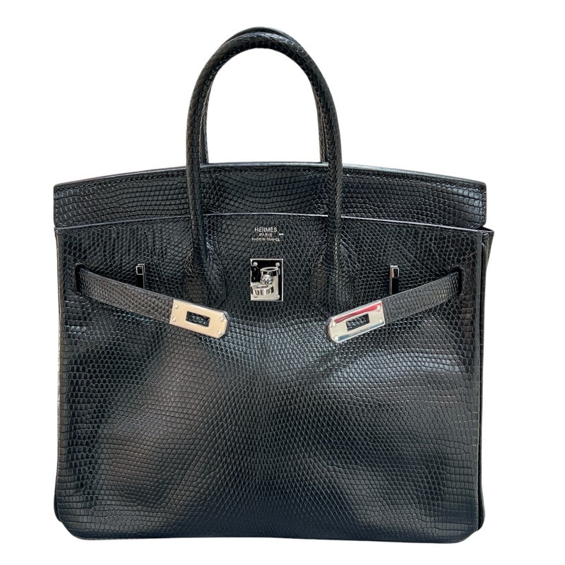 エルメス HERMES バーキン25 ▢K刻印 ブラック・ルテニウム金具 リザードマット レディース ハンドバッグ