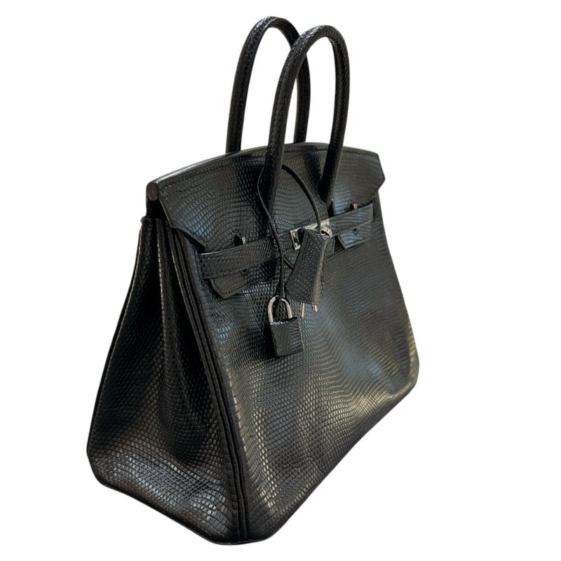 エルメス HERMES バーキン25 ▢K刻印 ブラック・ルテニウム金具 リザードマット レディース ハンドバッグ