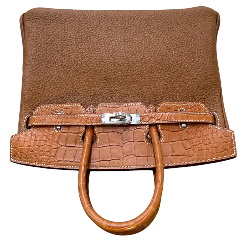 エルメス HERMES バーキン25タッチ W刻 ゴールド/シルバー金具 トゴ/アリゲーターマット レディース ハンドバッグ