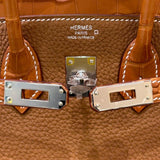 エルメス HERMES バーキン25タッチ W刻 ゴールド/シルバー金具 トゴ/アリゲーターマット レディース ハンドバッグ