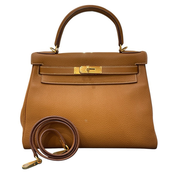エルメス HERMES ケリー28 外縫い A刻印 ゴールド×ゴールド金具 トゴ レディース ショルダーバッグ