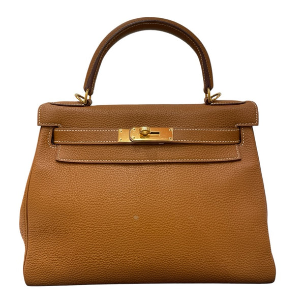 エルメス HERMES ケリー28 外縫い A刻印 ゴールド×ゴールド金具 トゴ レディース ショルダーバッグ