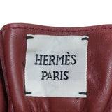 エルメス HERMES レザー切替チェックショートパンツ 4E0433DW ボルドー赤ワイン コットン レディース ショートパンツ