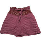 エルメス HERMES レザー切替チェックショートパンツ 4E0433DW ボルドー赤ワイン コットン レディース ショートパンツ