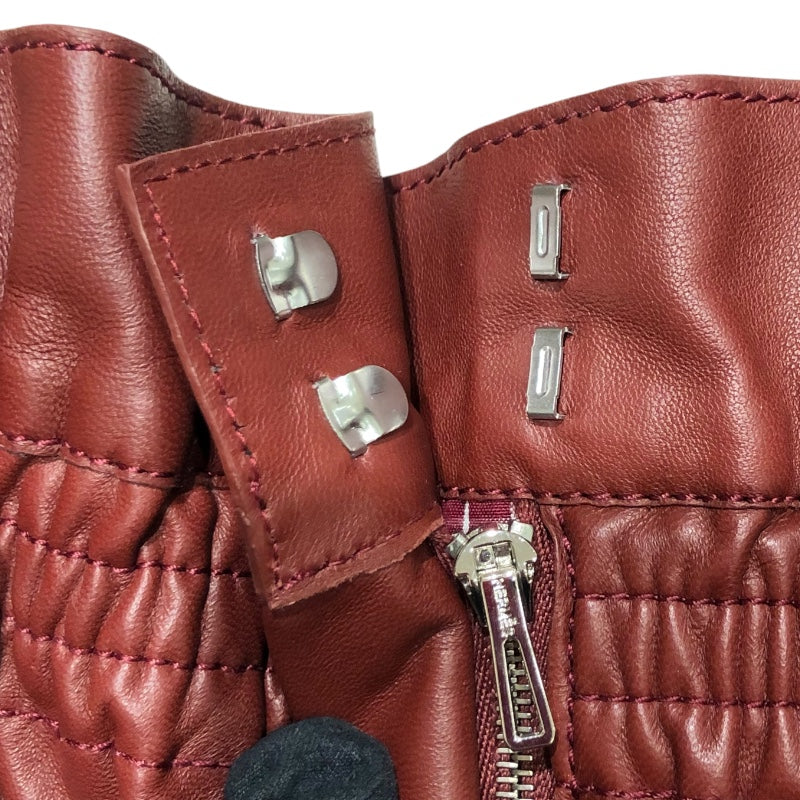 エルメス HERMES レザー切替チェックショートパンツ 4E0433DW ボルドー赤ワイン コットン レディース ショートパンツ