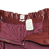 エルメス HERMES レザー切替チェックショートパンツ 4E0433DW ボルドー赤ワイン コットン レディース ショートパンツ