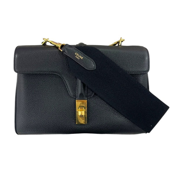 セリーヌ CELINE ティーンソフト16 196853 ブラック　ゴールド金具 レザー レディース ショルダーバッグ