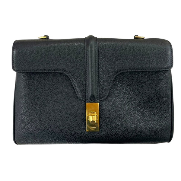セリーヌ CELINE ティーンソフト16 196853 ブラック　ゴールド金具 レザー レディース ショルダーバッグ