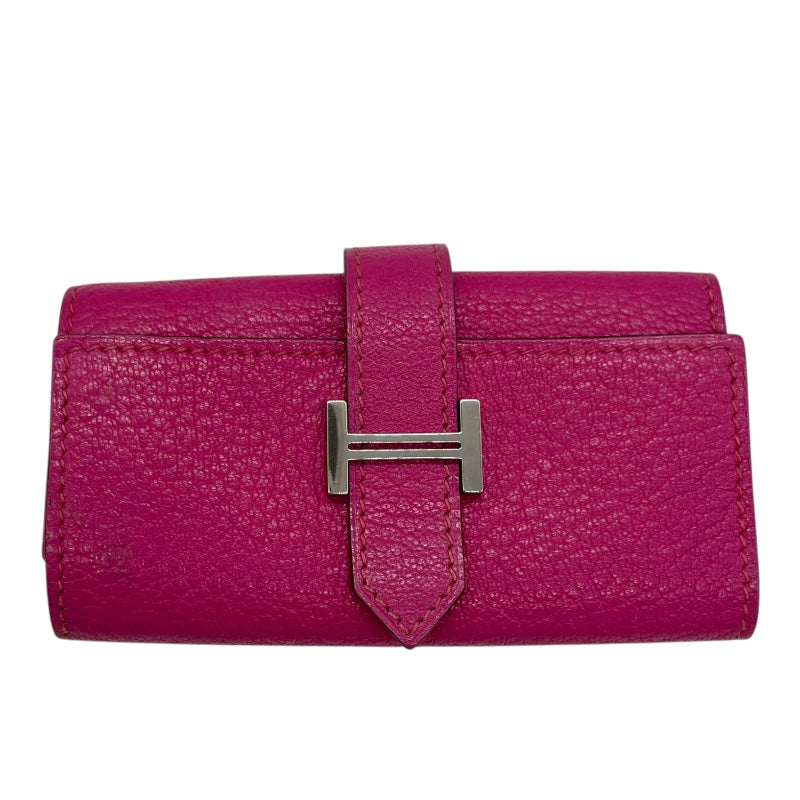 エルメス HERMES ベアンキーケース □L刻 フューシャピンク/SV金具 シェーブル レディース キーケース