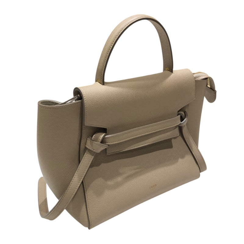 セリーヌ CELINE ベルトバックマイクロ 189153 ベージュ・ゴールド金具 グレインカーフレザー グレインカーフ レディース トートバッグ