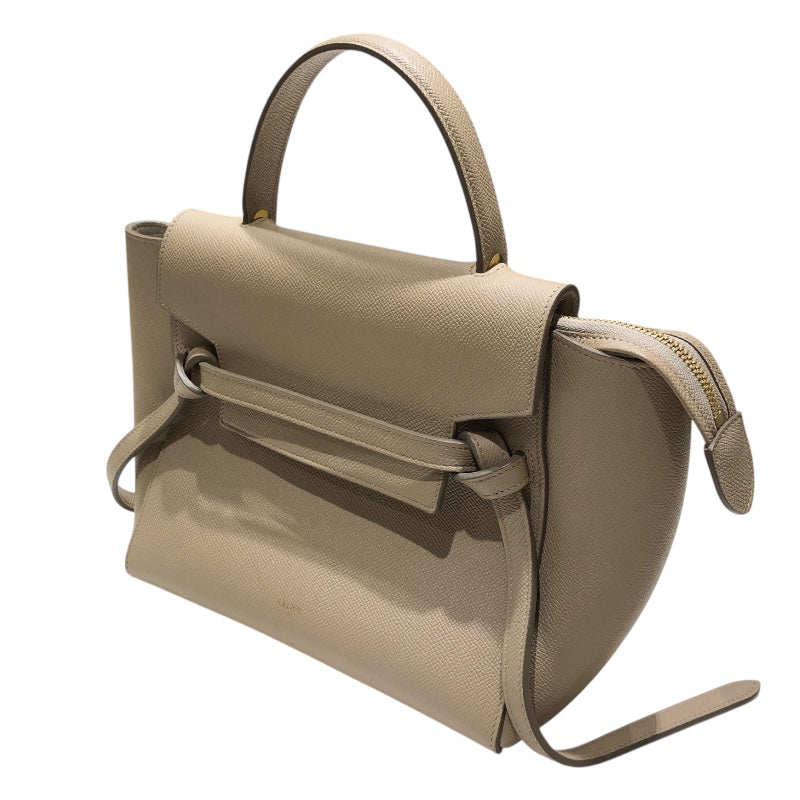 セリーヌ CELINE ベルトバックマイクロ 189153 ベージュ・ゴールド金具 グレインカーフレザー グレインカーフ レディース トートバッグ