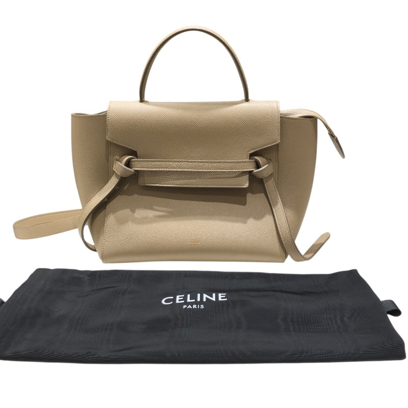 セリーヌ CELINE ベルトバックマイクロ 189153 ベージュ・ゴールド金具 グレインカーフレザー グレインカーフ レディース トートバッグ