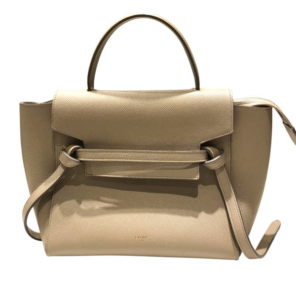 セリーヌ CELINE ベルトバックマイクロ 189153 ベージュ・ゴールド金具 グレインカーフレザー グレインカーフ レディース トートバッグ