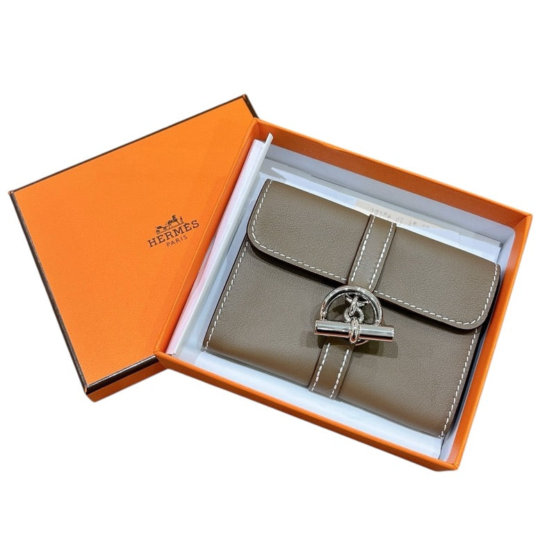 エルメス HERMES グレナンコンパクト K刻印 エトゥープ/SV金具