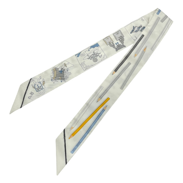 エルメス HERMES ツイリー　 A Vos Crayons Carre ホワイト シルク レディース スカーフ