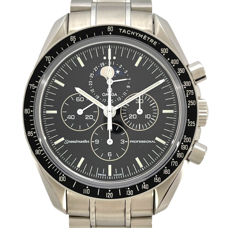 オメガ OMEGA スピードマスター プロフェッショナル ムーンフェイズ 3576.50 ブラック SS メンズ 腕時計