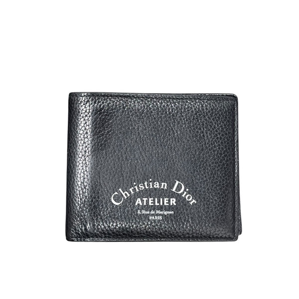 クリスチャン・ディオール Christian Dior Dior ATELiER　２つ折り財布 ブラック レザー メンズ 二つ折り財布